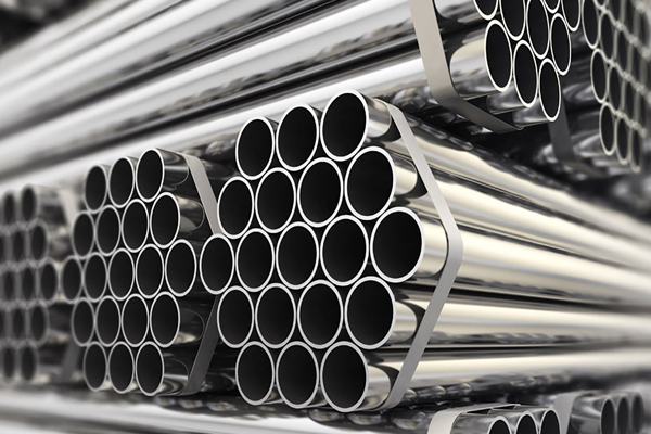 Close-up of Stainless Steel 316L Pipes  showing smooth, seamless structure.