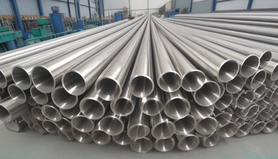 Close-up of Stainless Steel 904L Pipes showing smooth, seamless structure.